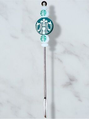 Fashion Starbucks Emerald Green & White Drink Stir